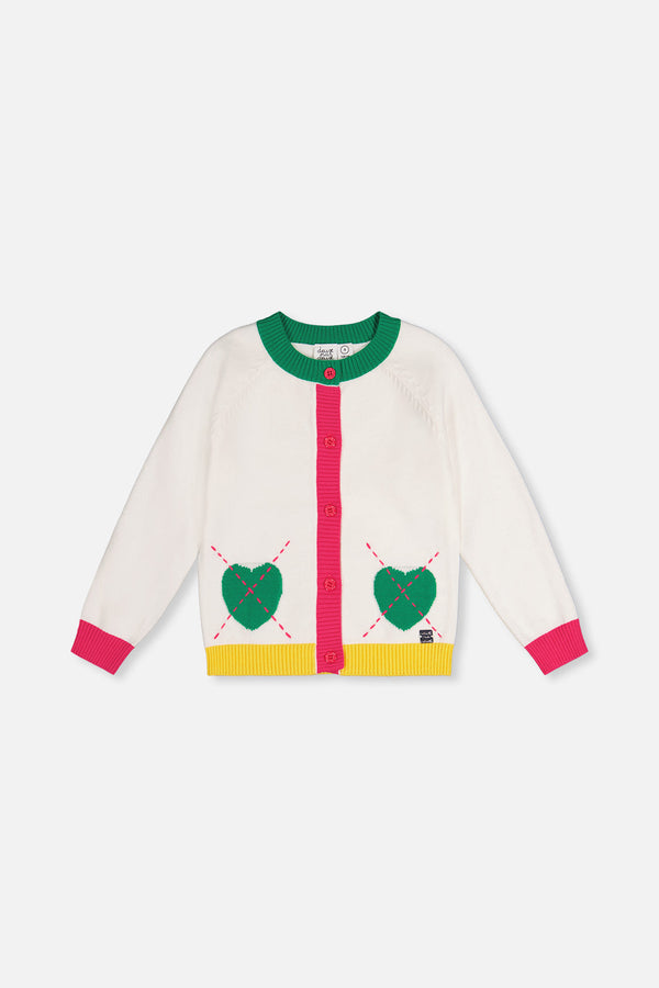 Knitted Cardigan Off-White, Green And Pink - J20JT31_01010