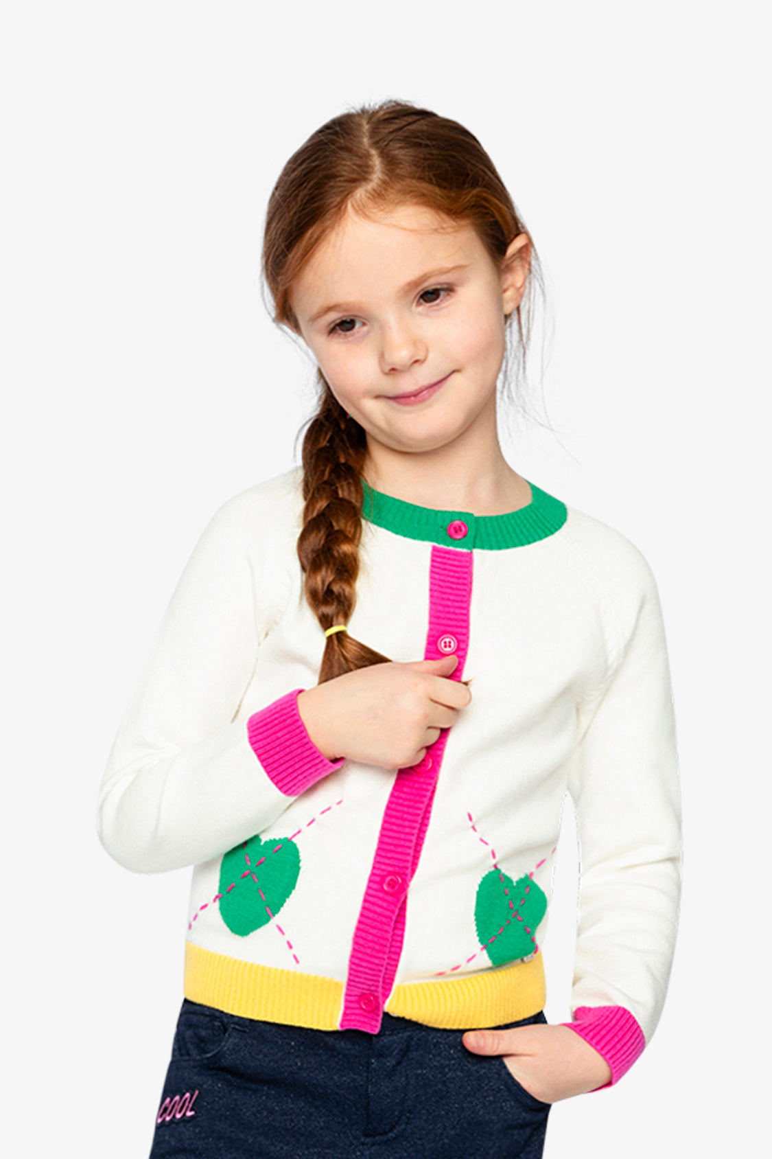 Knitted Cardigan Off-White, Green And Pink - J20JT31_01010