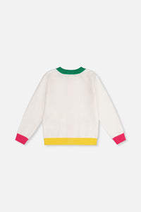 Knitted Cardigan Off-White, Green And Pink - J20JT31_01010