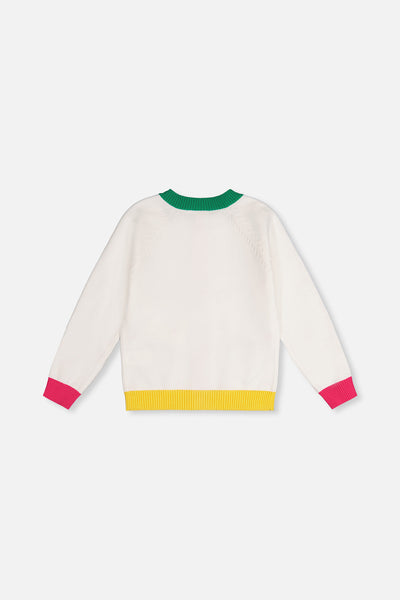 Knitted Cardigan Off-White, Green And Pink - J20JT31_01010