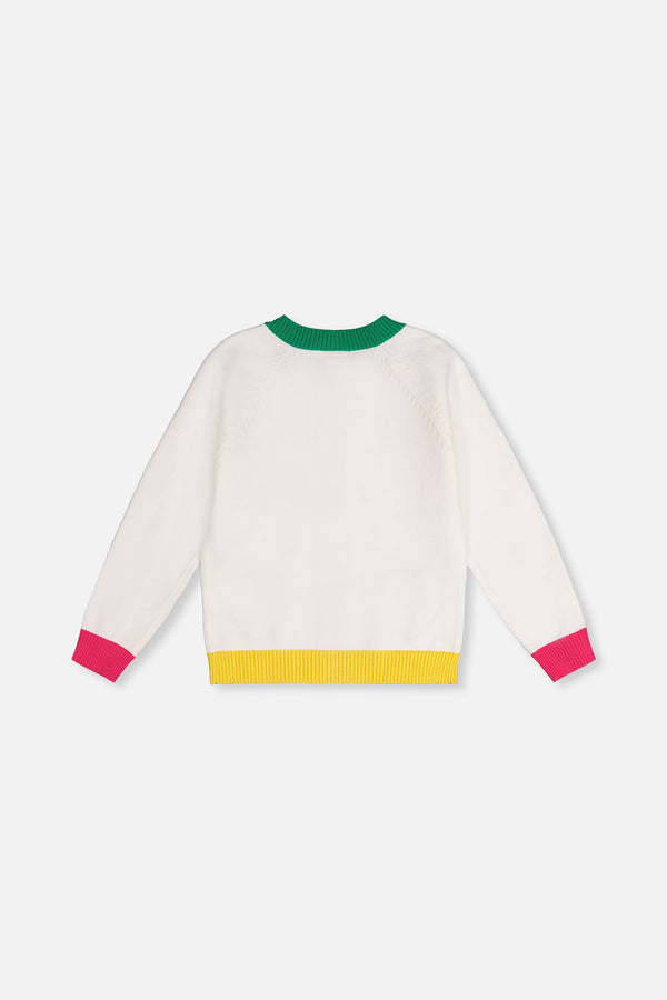 Knitted Cardigan Off-White, Green And Pink - J20JT31_01010