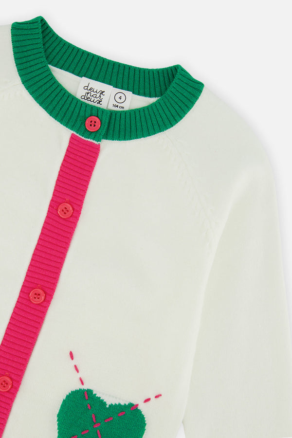 Knitted Cardigan Off-White, Green And Pink - J20JT31_01010