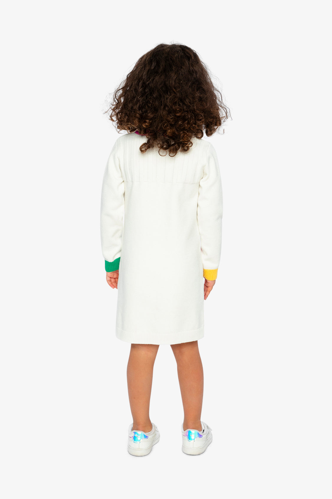 Knitted Dress With Heart Jacquard Off-White, Green And Pink - J20JT87_01010