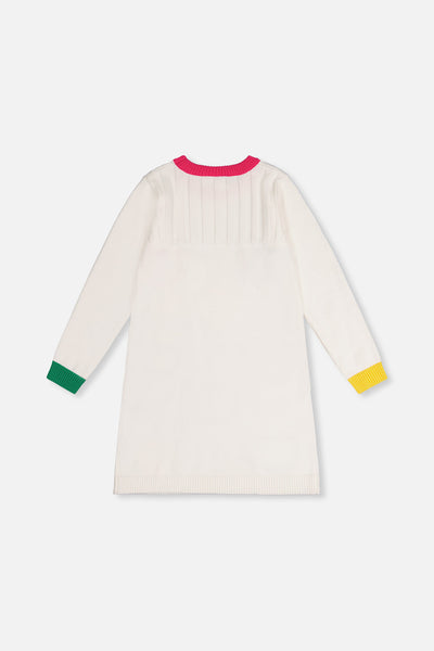 Knitted Dress With Heart Jacquard Off-White, Green And Pink - J20JT87_01010