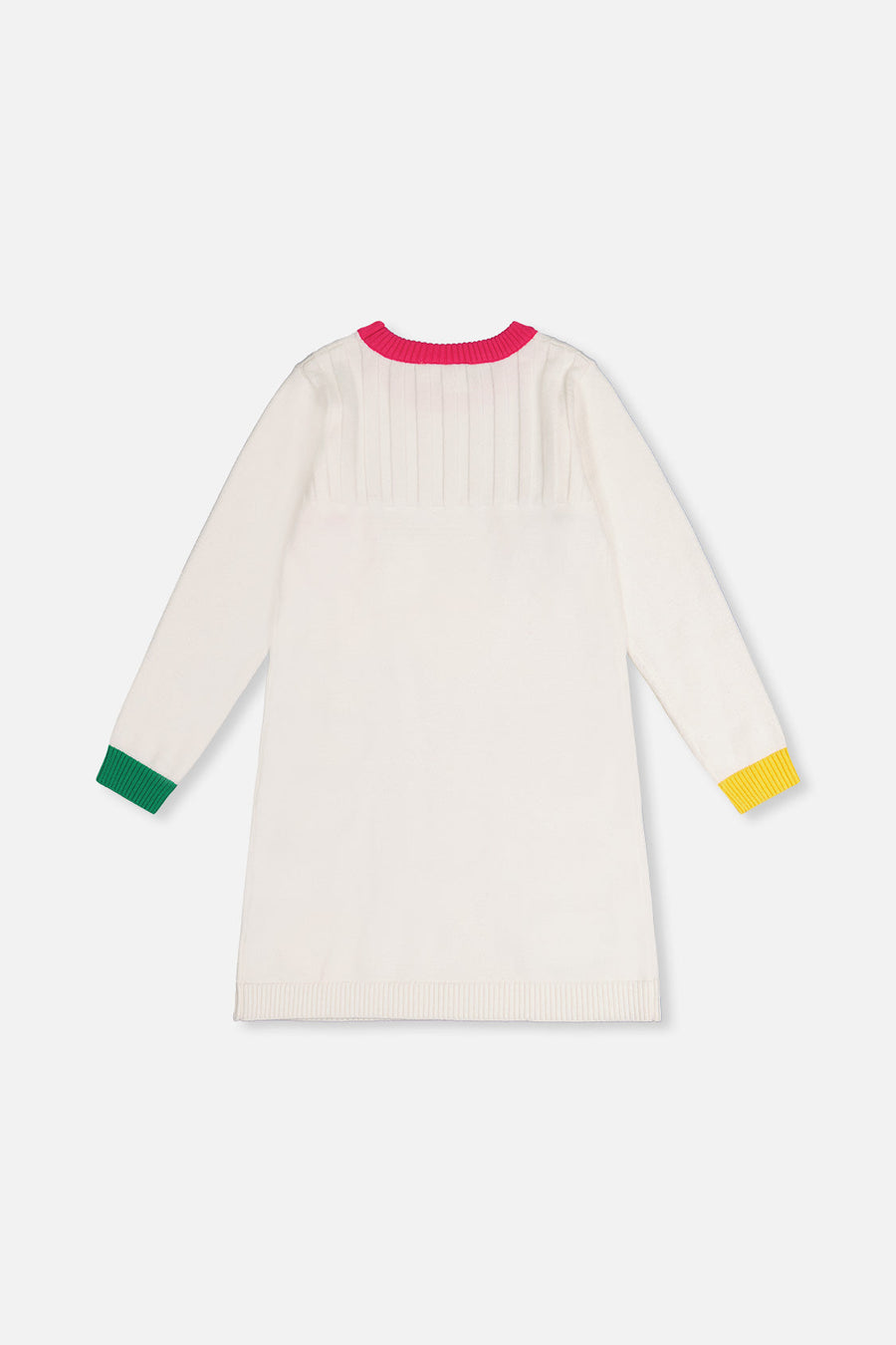Knitted Dress With Heart Jacquard Off-White, Green And Pink - J20JT87_01010