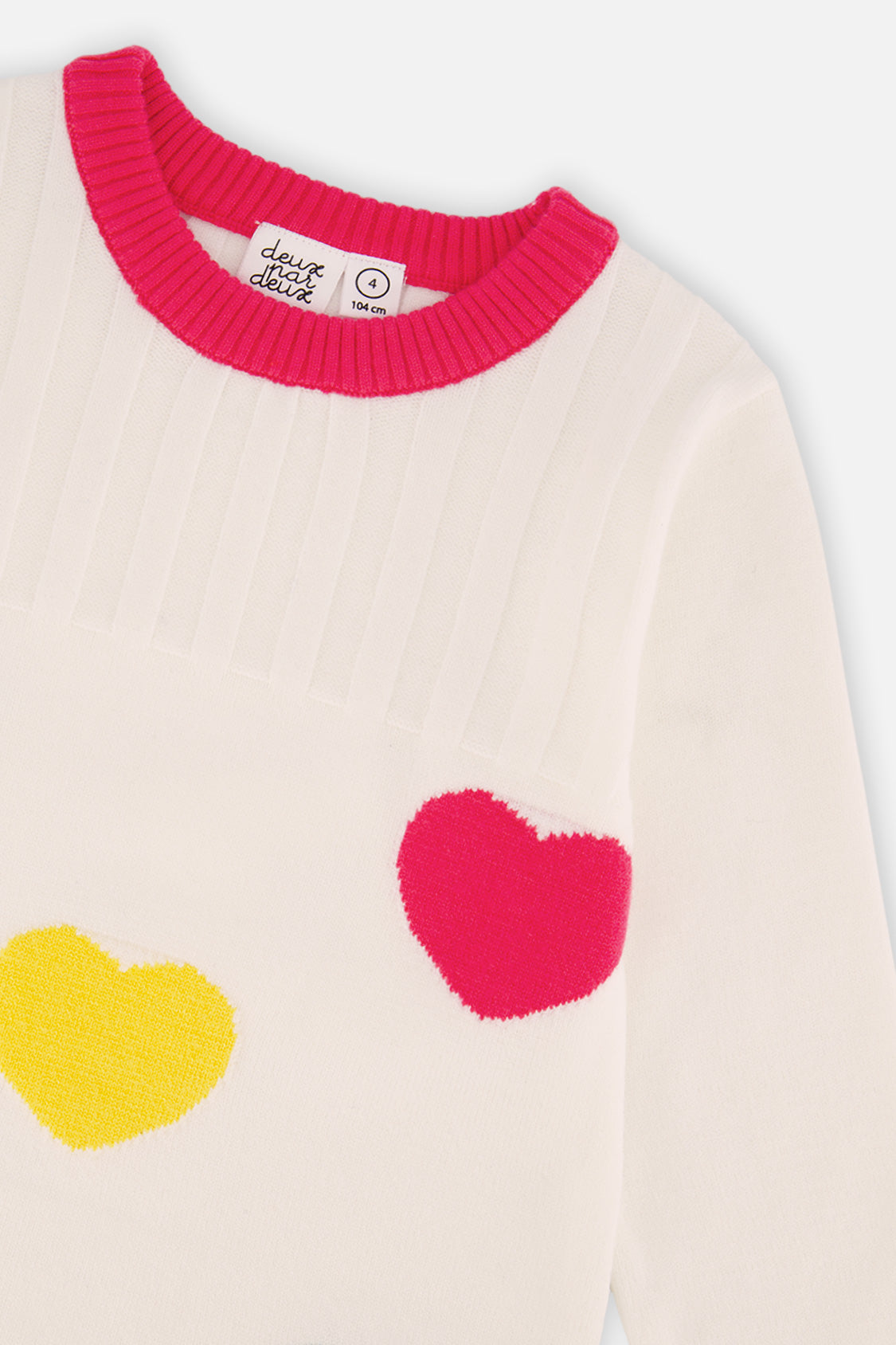 Knitted Dress With Heart Jacquard Off-White, Green And Pink - J20JT87_01010