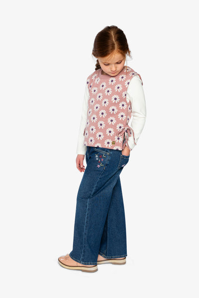 Jacquard Vest Pink Printed Flowers - J20K34_2J300