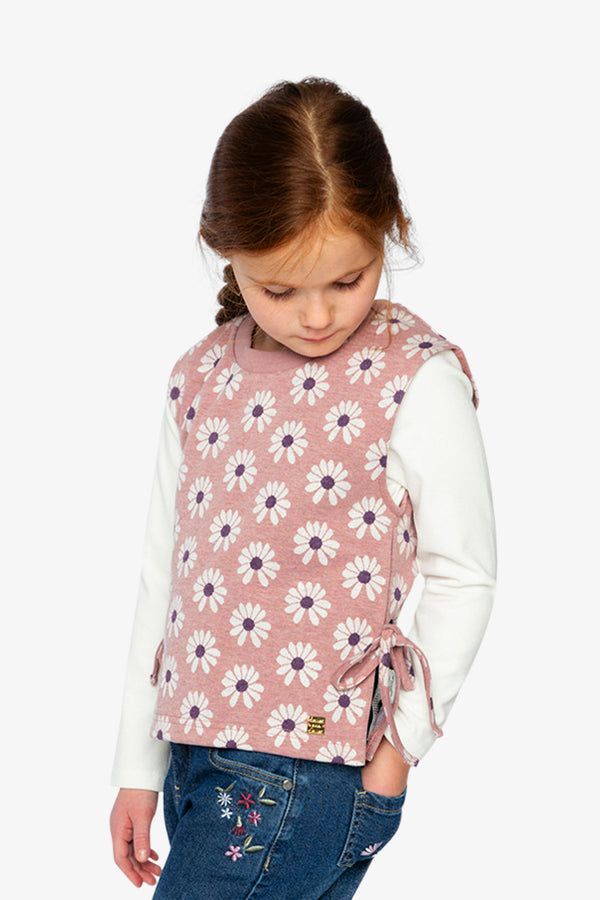 Jacquard Vest Pink Printed Flowers - J20K34_2J300