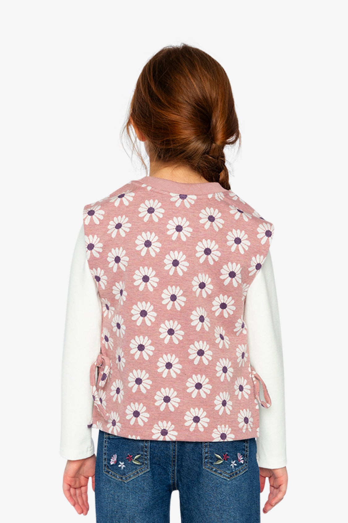 Jacquard Vest Pink Printed Flowers - J20K34_2J300