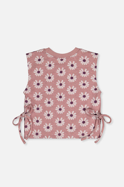 Jacquard Vest Pink Printed Flowers - J20K34_2J300