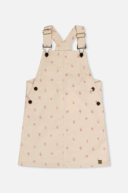 Corduroy Overall Dress Beige Floral Print - J20K40_2J293
