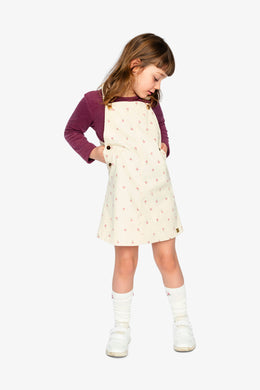 Corduroy Overall Dress Beige Floral Print - J20K40_2J293