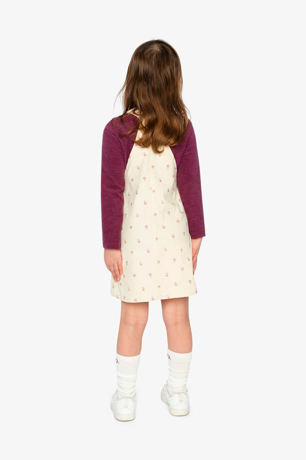 Corduroy Overall Dress Beige Floral Print - J20K40_2J293