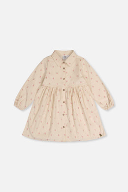 Corduroy Shirt Dress Beige Floral Print - J20K86_2J293