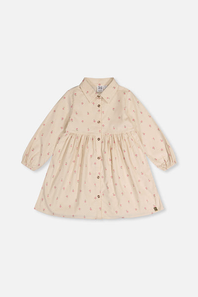 Corduroy Shirt Dress Beige Floral Print - J20K86_2J293
