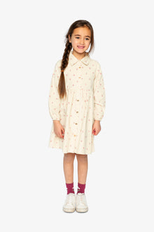 Corduroy Shirt Dress Beige Floral Print - J20K86_2J293