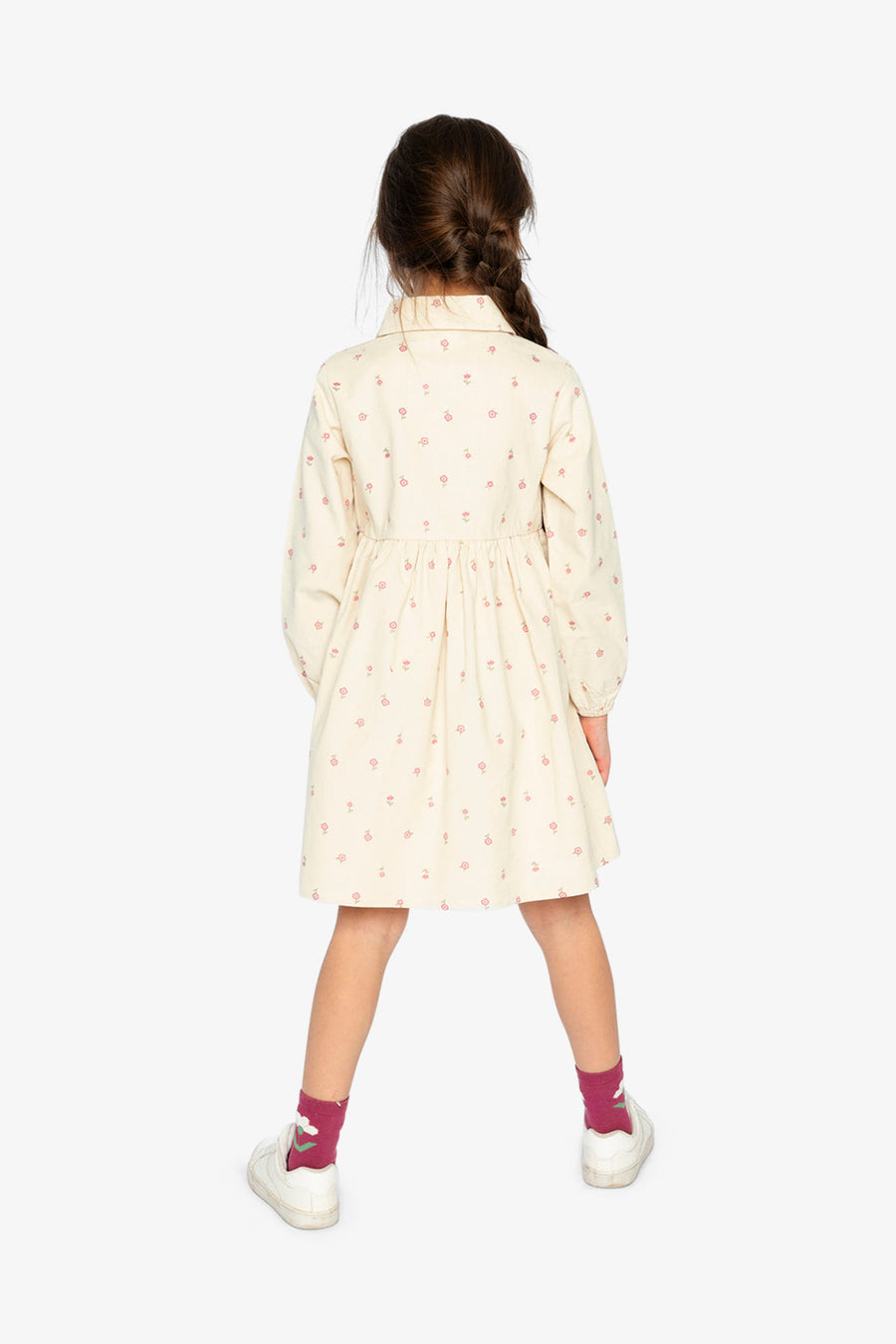 Corduroy Shirt Dress Beige Floral Print - J20K86_2J293