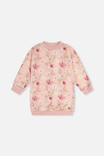 French Terry Dress Pink Printed Flowers - J20K87_2J301