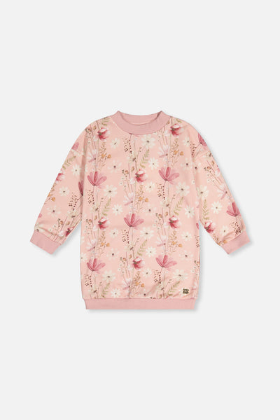 French Terry Dress Pink Printed Flowers - J20K87_2J301