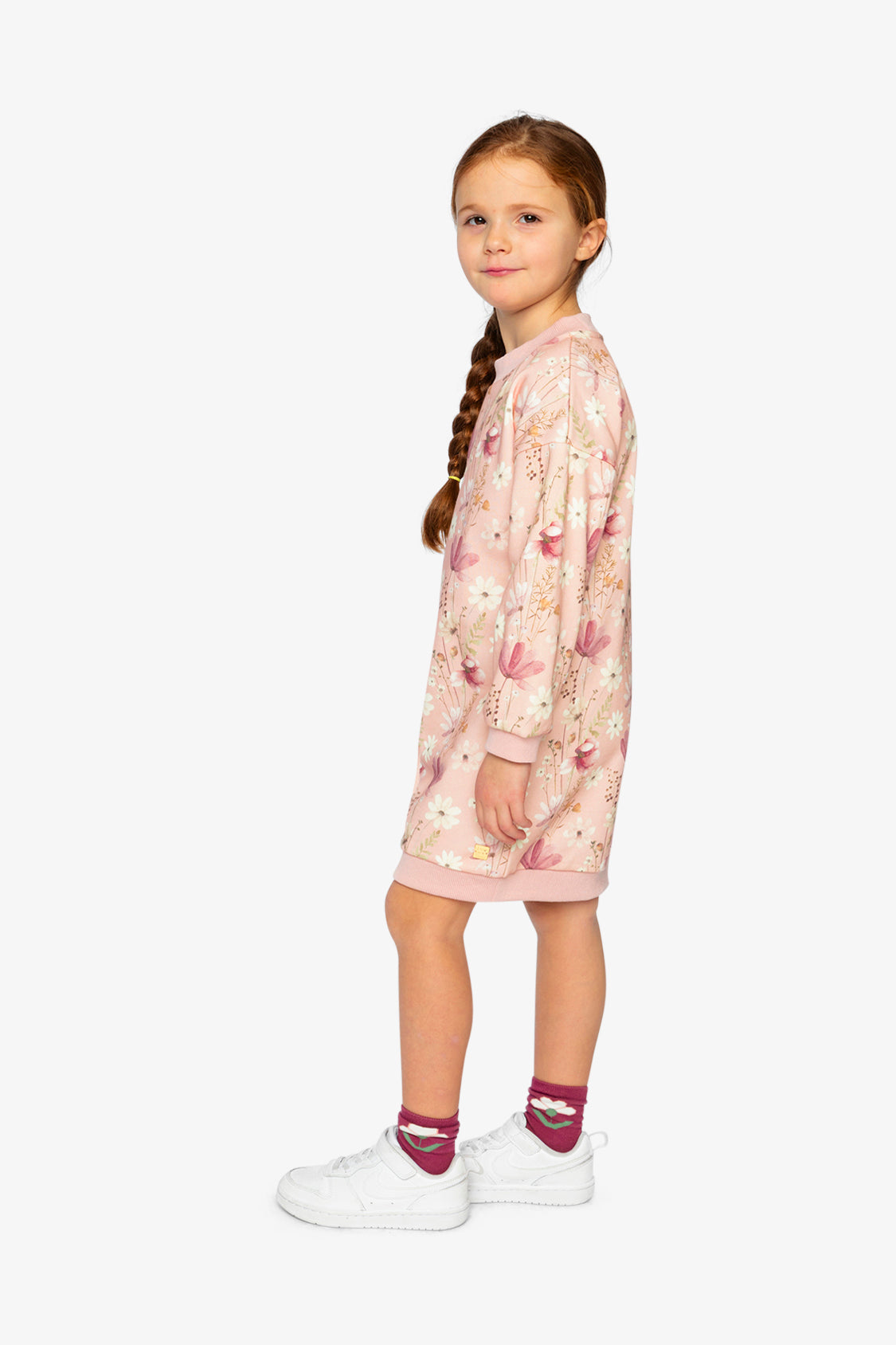 French Terry Dress Pink Printed Flowers - J20K87_2J301