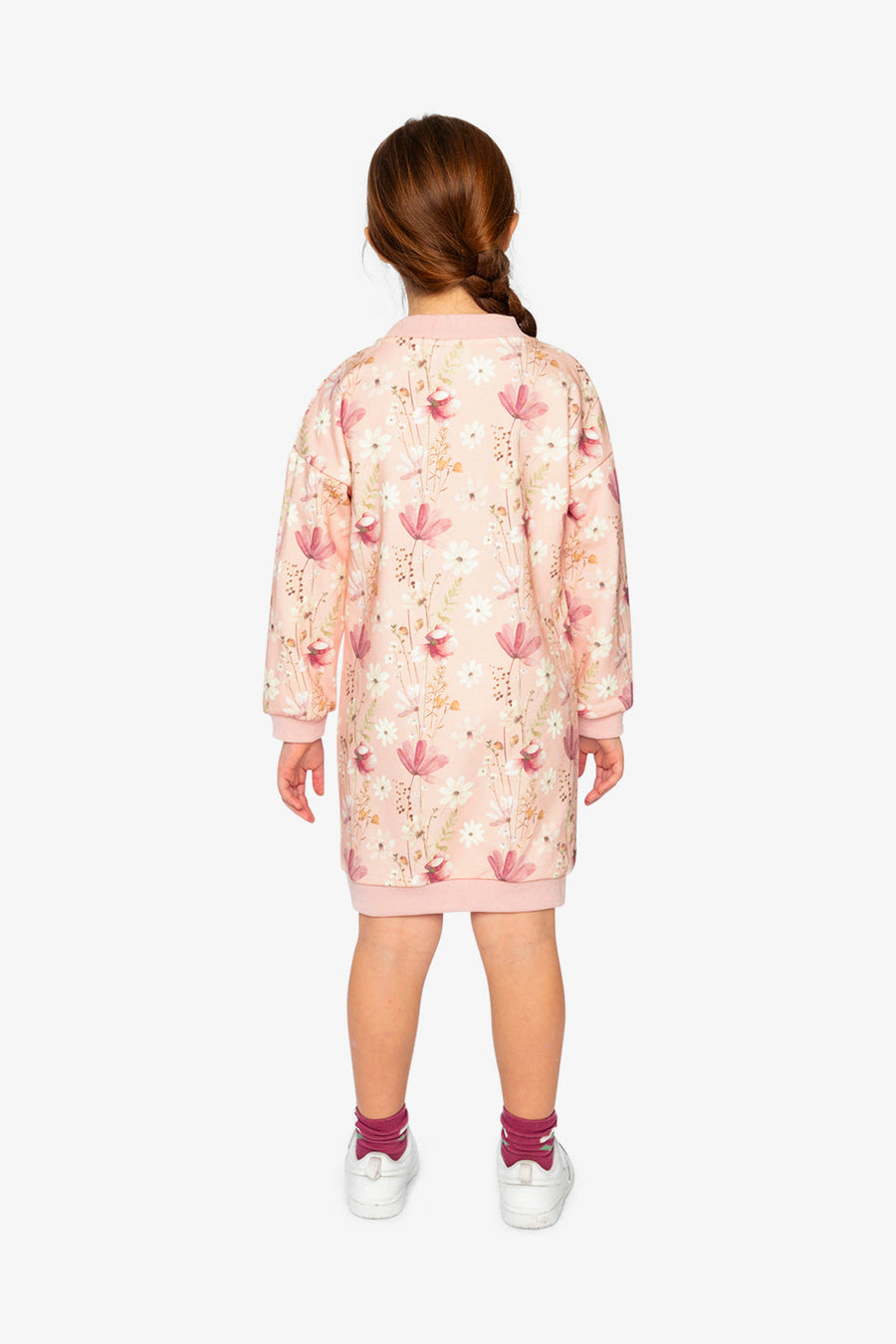 French Terry Dress Pink Printed Flowers - J20K87_2J301