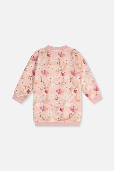 French Terry Dress Pink Printed Flowers - J20K87_2J301