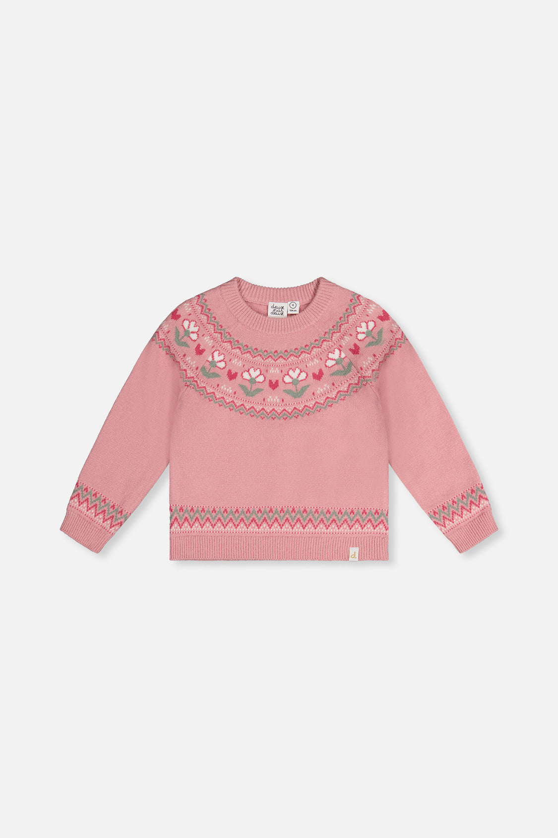 Sweater With Flower Jacquard Pale Dusty Pink - J20KT32_06220