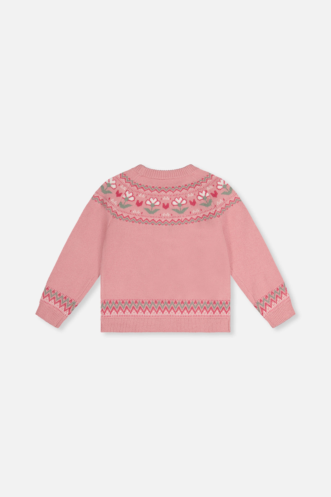 Sweater With Flower Jacquard Pale Dusty Pink - J20KT32_06220
