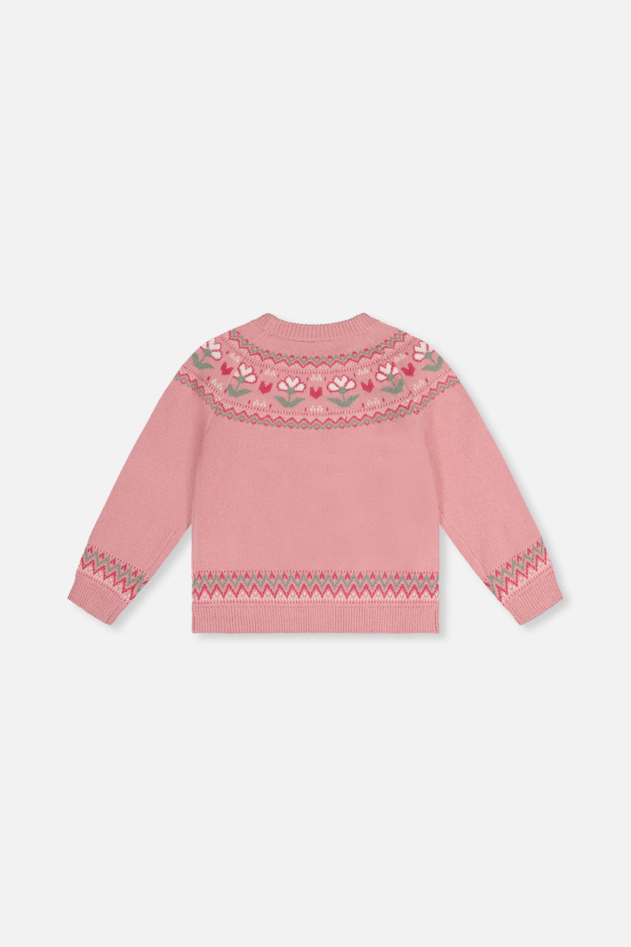 Sweater With Flower Jacquard Pale Dusty Pink - J20KT32_06220