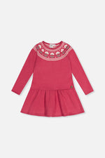 Knitted Dress With Flower Jacquard Raspberry Pink - J20KT85_06930