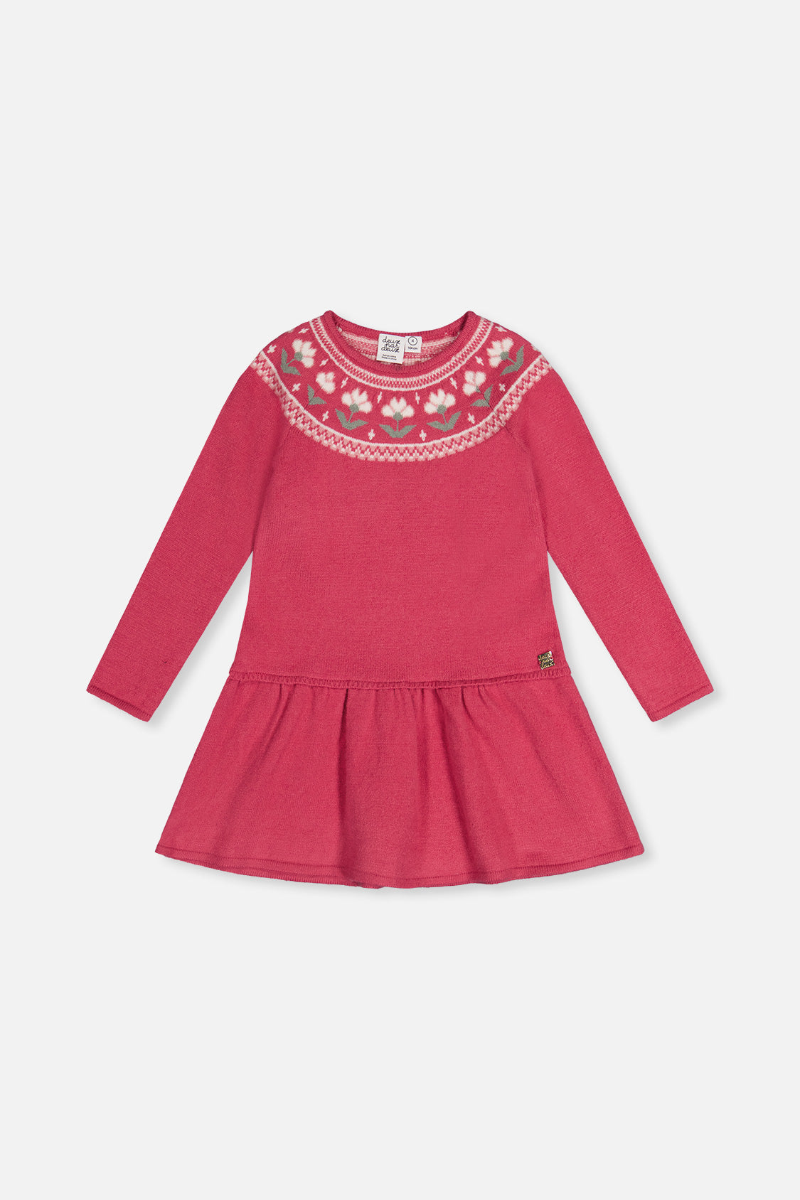 Knitted Dress With Flower Jacquard Raspberry Pink - J20KT85_06930