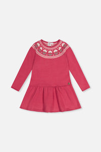 Knitted Dress With Flower Jacquard Raspberry Pink - J20KT85_06930