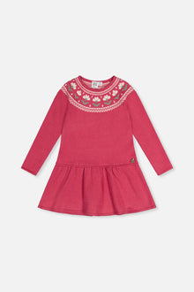 Knitted Dress With Flower Jacquard Raspberry Pink - J20KT85_06930