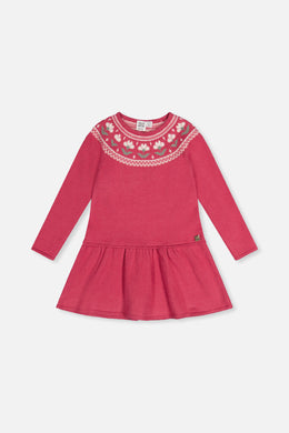 Knitted Dress With Flower Jacquard Raspberry Pink - J20KT85_06930