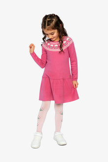 Knitted Dress With Flower Jacquard Raspberry Pink - J20KT85_06930