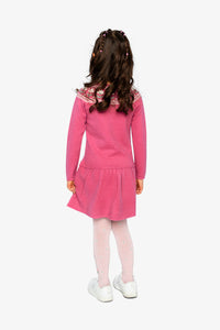 Knitted Dress With Flower Jacquard Raspberry Pink - J20KT85_06930