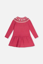 Knitted Dress With Flower Jacquard Raspberry Pink - J20KT85_06930