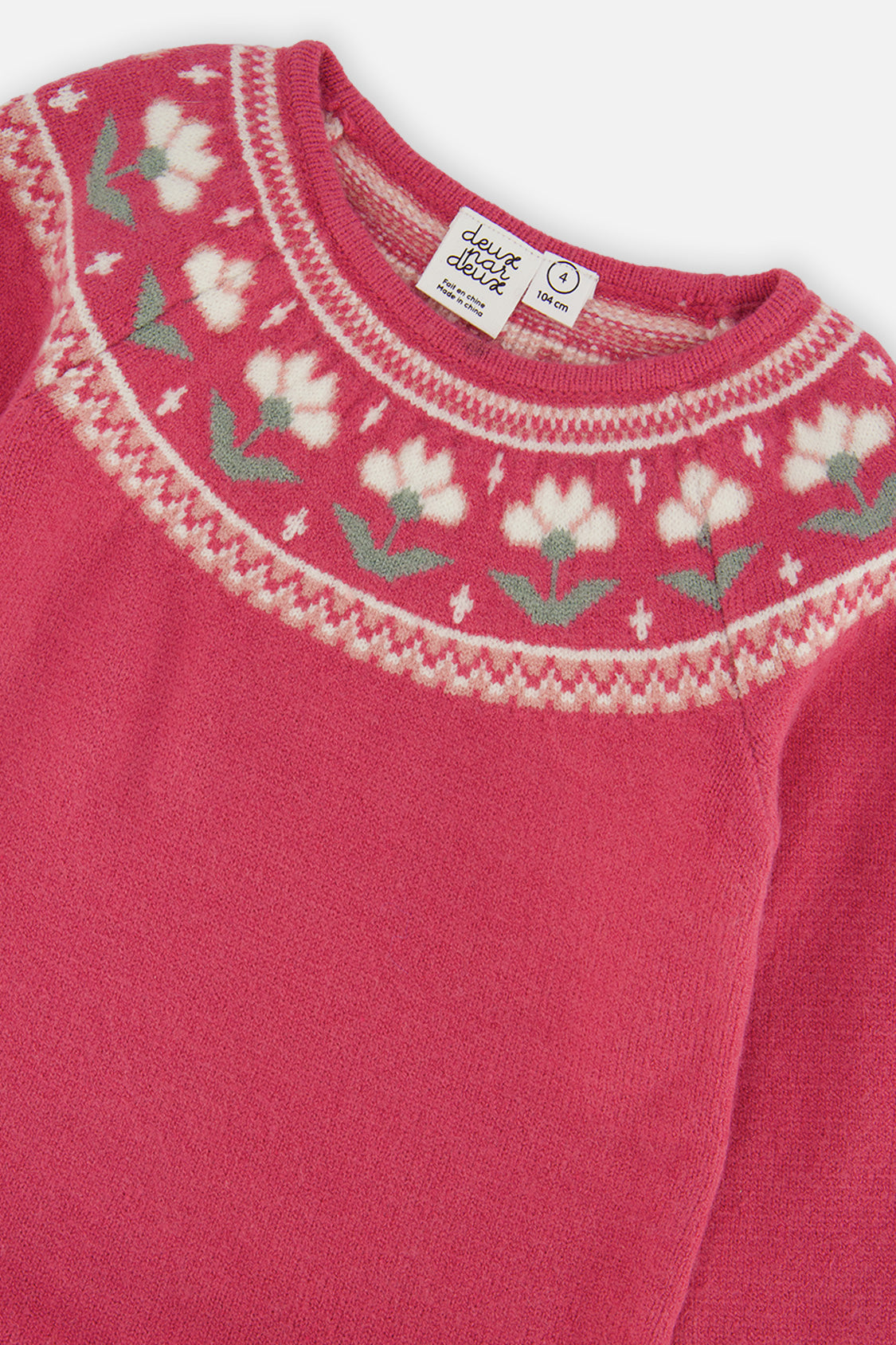 Knitted Dress With Flower Jacquard Raspberry Pink - J20KT85_06930