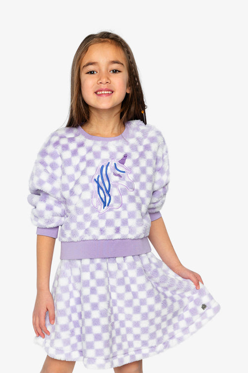 Faux Fur Top Lilac And White Tiles - J20L30_2J292
