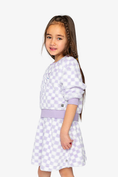 Faux Fur Top Lilac And White Tiles - J20L30_2J292