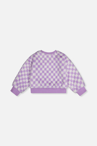 Faux Fur Top Lilac And White Tiles - J20L30_2J292