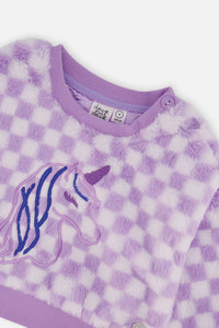 Faux Fur Top Lilac And White Tiles - J20L30_2J292
