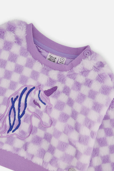 Faux Fur Top Lilac And White Tiles - J20L30_2J292