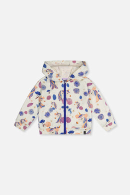Hooded Zipped French Terry Cardigan Beige Unicorn Print - J20L32_2J290