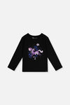 Organic Cotton Jersey T-Shirt Black And Mauve - J20L70_09990