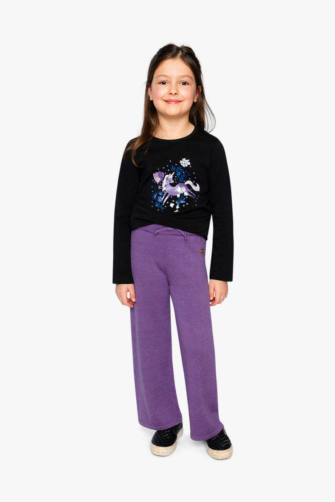 Organic Cotton Jersey T-Shirt Black And Mauve - J20L70_09990