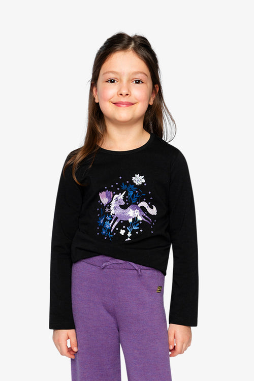Organic Cotton Jersey T-Shirt Black And Mauve - J20L70_09990