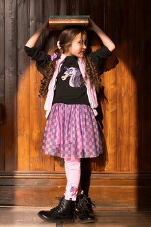 Organic Cotton Jersey T-Shirt Black And Mauve - J20L70_09990
