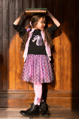 Organic Cotton Jersey T-Shirt Black And Mauve - J20L70_09990