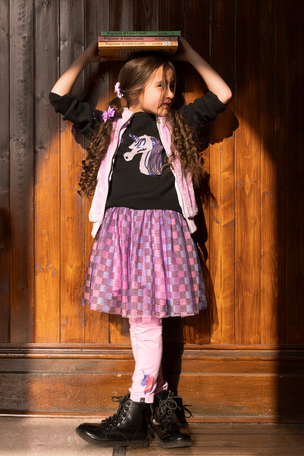 Organic Cotton Jersey T-Shirt Black And Mauve - J20L70_09990